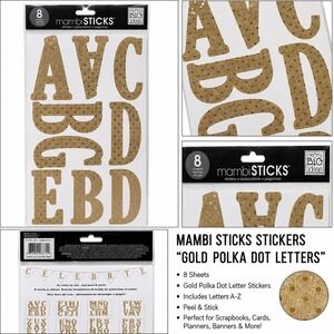 Mambi STICKS‎ Gold Polka Dot Letter Stickers 8 Sheets STL-59 me & my BIG ideas